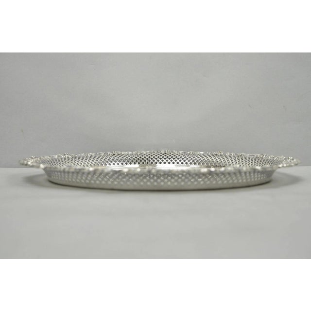 Silver Vintage Eg Webster & Son Silver Plated Grapevine Round Bar Serving Platter Tray For Sale - Image 8 of 11
