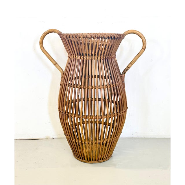 Vintage Wicker and Bamboo Amphora Umbrella Stand, Italy, 1960s For Sale - Image 13 of 13