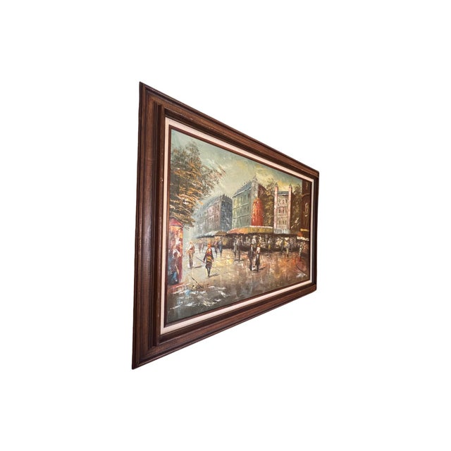 Impressionist Vintage Mid Century French Paris Modernist Impressionist Canvas Framed Oil Painting Signed 1960s For Sale - Image 3 of 12