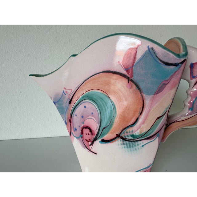 Postmodern Vintage Sculptural Handmade and Painted Ceramic Vase For Sale - Image 3 of 12