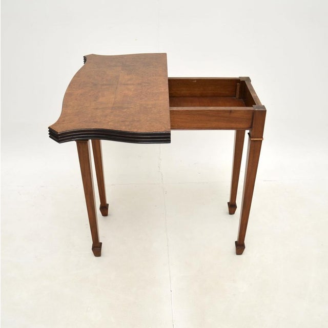 Antique Burr Walnut Console Table, 1950s For Sale - Image 6 of 11
