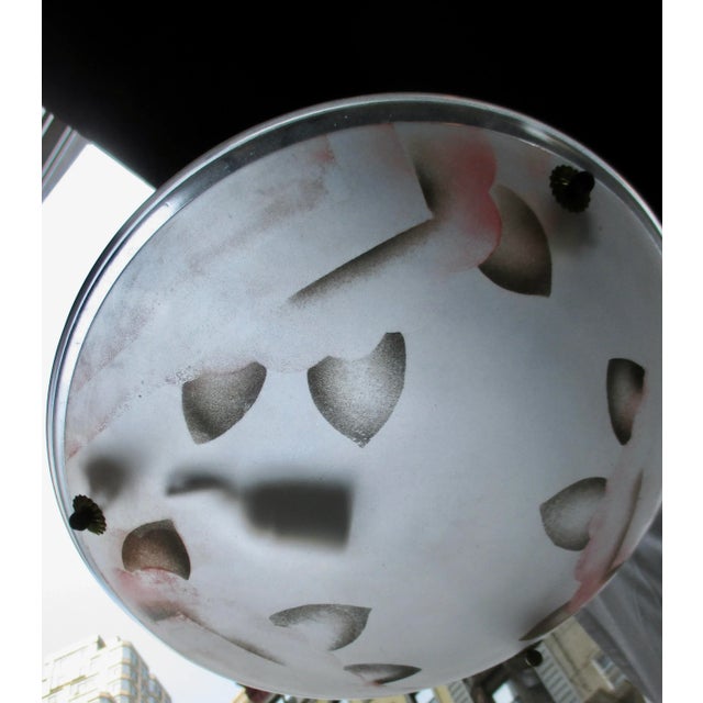 Modern Lighting Fixture Glass Bowl With Airbrush Foliage Mid Century For Sale - Image 3 of 8