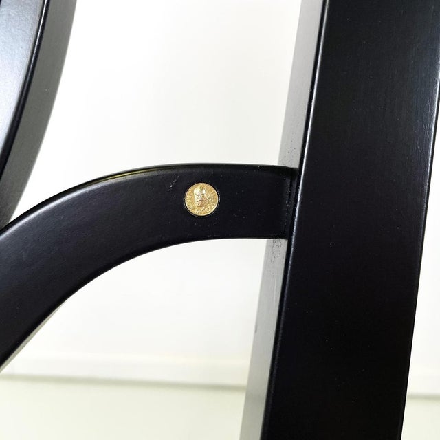 Austrian Modern Chairs 414 in Black Wood & Purple Fabric attributed to Kammerer Thonet, 1990s, Set of 3 For Sale - Image 15 of 18