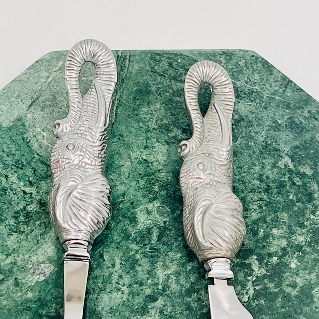 Metal Vintage Arthur Court Elephant 3-Piece Hexagon Cheese Serving Set For Sale - Image 7 of 14