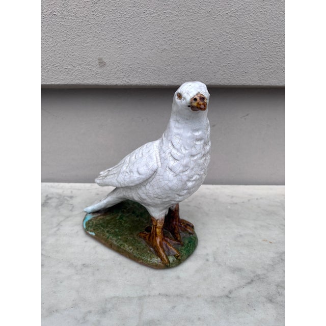 1900 - 1909 Terracotta Majolica Pigeon Bavent Normandy For Sale - Image 5 of 8