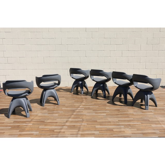 1960s Vintage Set of 6 John Gale Rotocast Plastic Swivel Armchairs | Space Age 1960s For Sale - Image 5 of 18