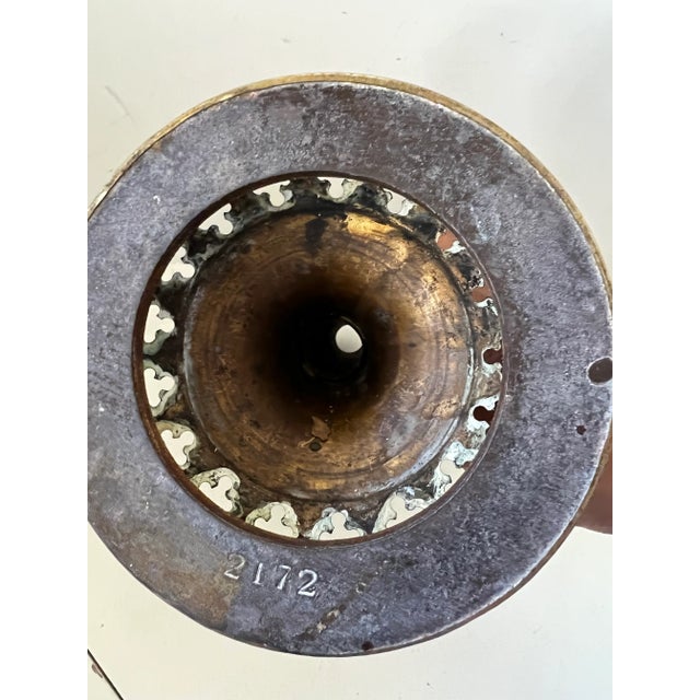 Metal Early 20th Century Brass Metal Oil Lamp Glass Chimney Antique Wick For Sale - Image 7 of 13