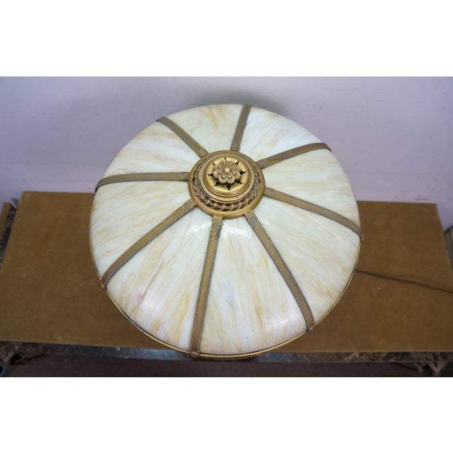 Antique Charles Parker Art Nouveau Two Light Slag Glass Table Lamp 25" For Sale - Image 6 of 18