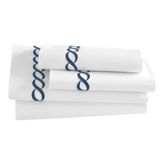 Catena King Pillowcase, Set of 2 in Navy For Sale