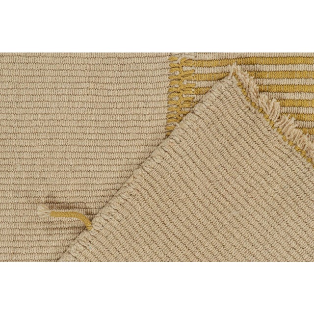 Textile 2010s Rug & Kilim’s Contemporary Kilim Rug in Beige and Mustard Stripes For Sale - Image 7 of 8
