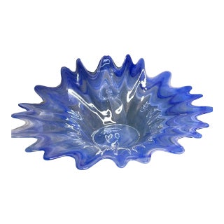 Vintage MCM Murano Style Swirl Pattern Art Glass Bowl For Sale