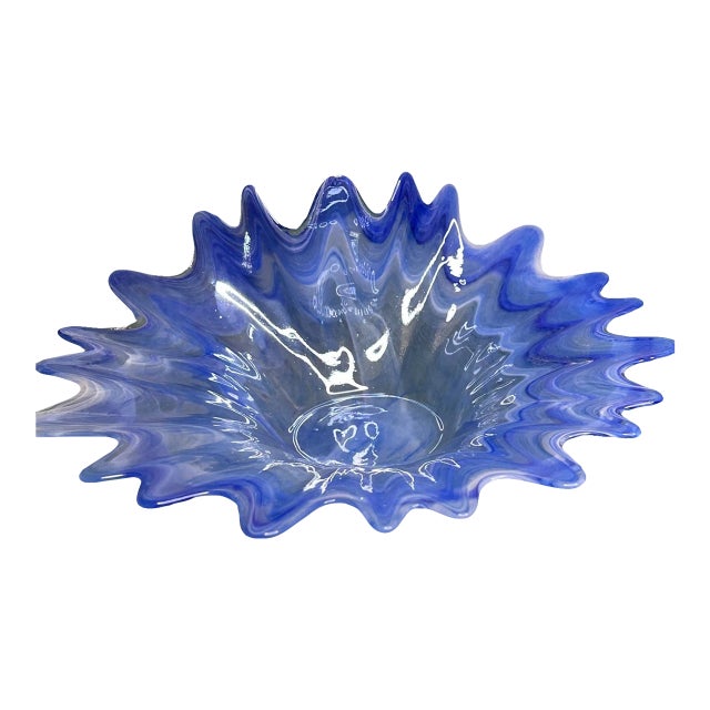 Vintage MCM Murano Style Swirl Pattern Art Glass Bowl For Sale
