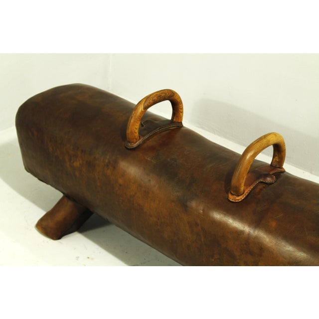Vintage Leather Gym Pommel Horse Bench, 1900s For Sale - Image 13 of 15