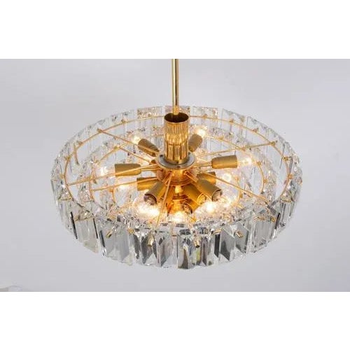 Brass and Crystal Glass Chandelier attributed to Kinkeldey, Germany, 1970s For Sale - Image 6 of 11