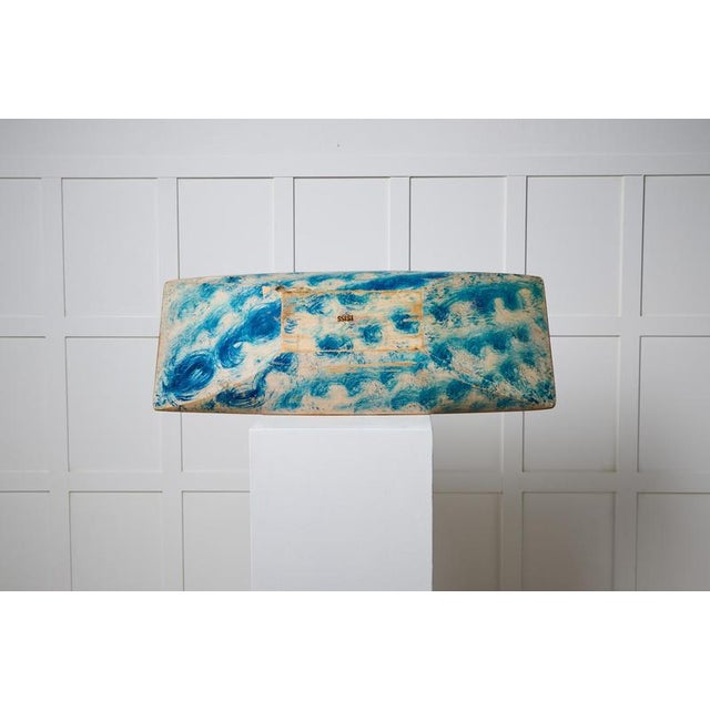 Antique Swedish Wooden Blue Marbled Trough For Sale - Image 4 of 7