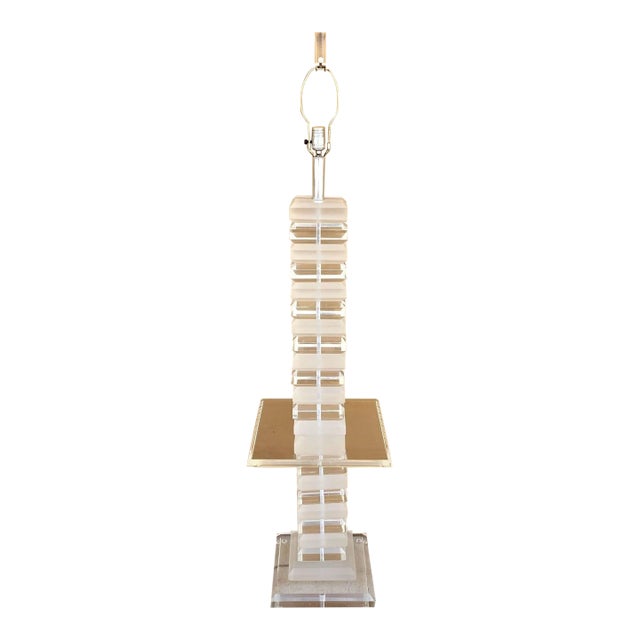 Vintage Stacked Skyscraper Karl Springer Style Floor Table Lamp 1970s For Sale