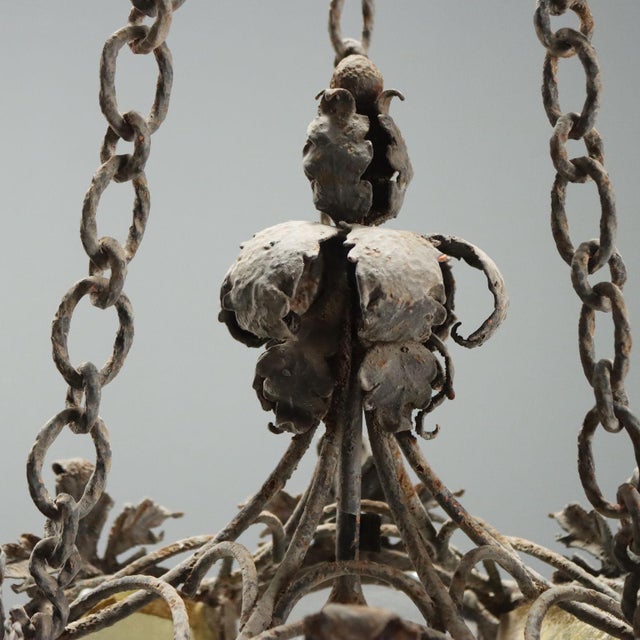 Italian Pendant Light in Iron White and Yellow Glass For Sale - Image 6 of 10