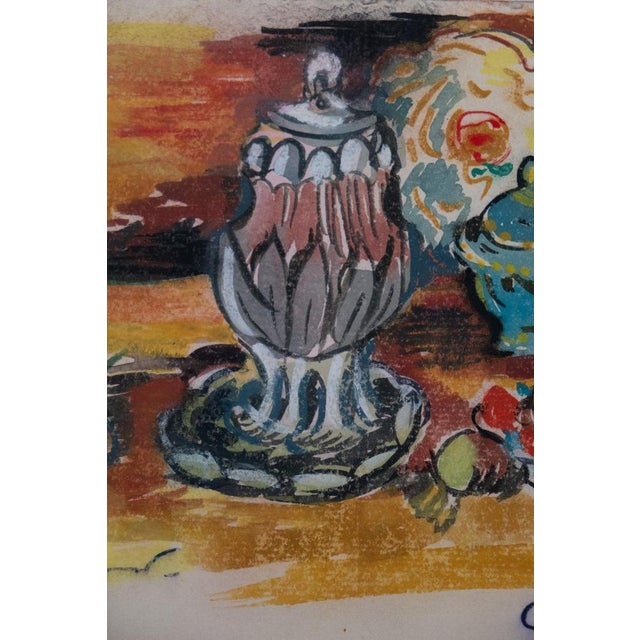 Emile Othon Friesz, Still Life with Jam Pot, Gouache on Paper For Sale - Image 4 of 6