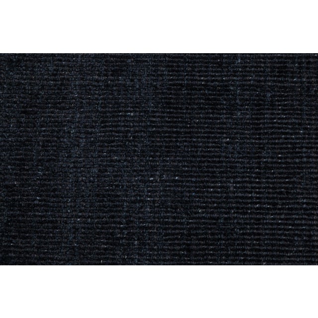 Contemporary Indian Cut & Loop Pile Wool and Bamboo Silk Rug in Midnight Black For Sale - Image 10 of 12