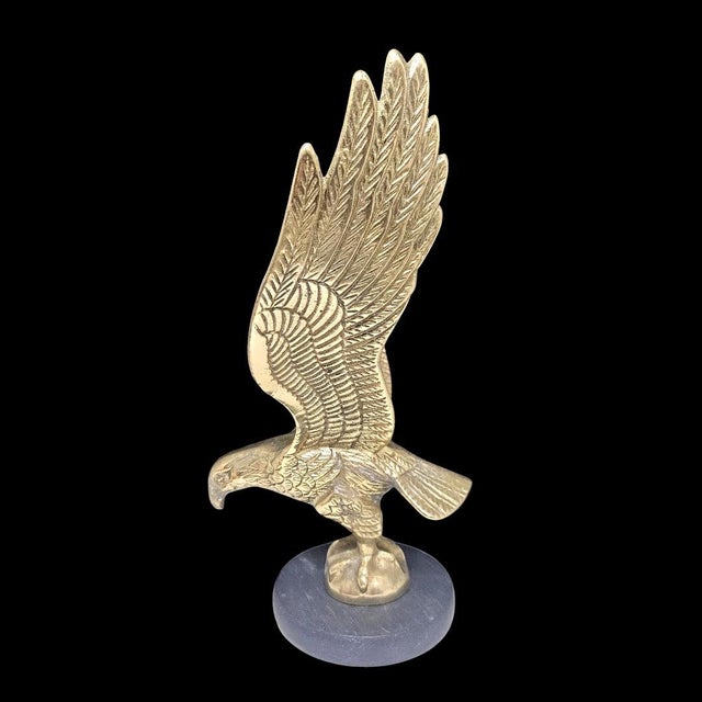 Vintage Brass Eagle on Marble Base 9.5" Patriotic Desk Sculpture For Sale - Image 9 of 10
