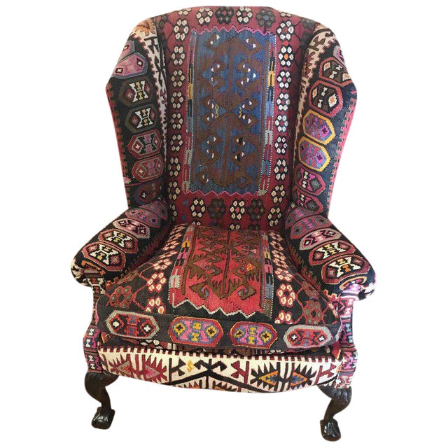 Kilim Smith Wingback Chair Chairish