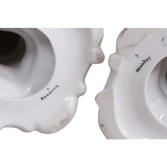 Ceramic German Rococo Porcelain Candlestick Holders, a Pair For Sale - Image 7 of 7