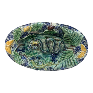 19th Century Majolica Palissy Snake Wall Platter