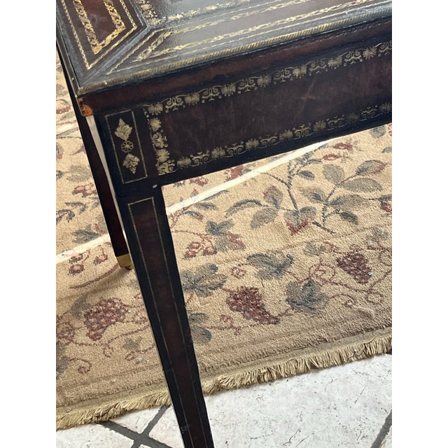 Wood Vintage Maitland-Smith Leather Topped Writing Desk For Sale - Image 7 of 10
