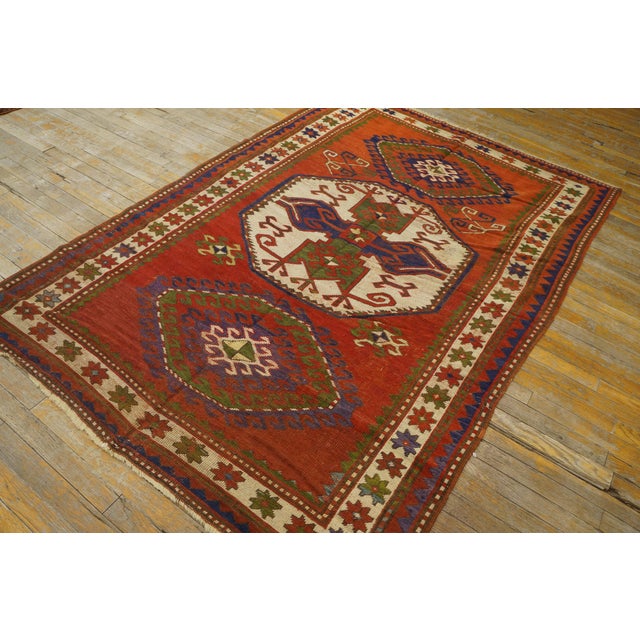 Early 20th Century Caucasian Kazak Lori Pombak Carpet (4'9" x 6'10" - 145 x 208) Antique Caucasian Caucasian Coral 1920s...