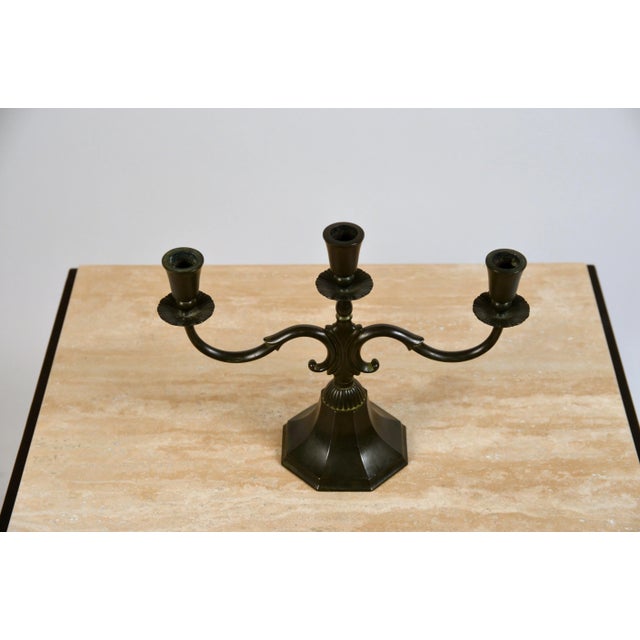 Just Andersen Large Candelabra in Disko Metal by Just Andersen - A Pair For Sale - Image 4 of 8