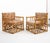 Midcentury amazing geometric pair of armchairs in bamboo, rattan and fabric by Vivai Del Sud. Made in Italy in the 1970s....