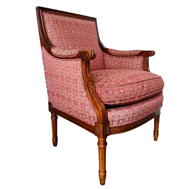 Hancock & Moore Vintage Hancock & Moore Louis XVI Neoclassical Mahogany Bergère Chairs - A Pair For Sale - Image 4 of 17