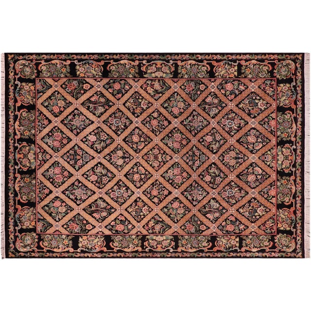 Black Botainical Bakhtair Pak-Persian Black/Black Wool Rug - 9'2'' X 12'2'' For Sale - Image 8 of 9
