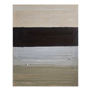 24" X 29" - Abstract Minimalist Landscape Oil Painting by Diane Grant / Natural Color Palette / Color Field / Seascape / Beach Art For Sale