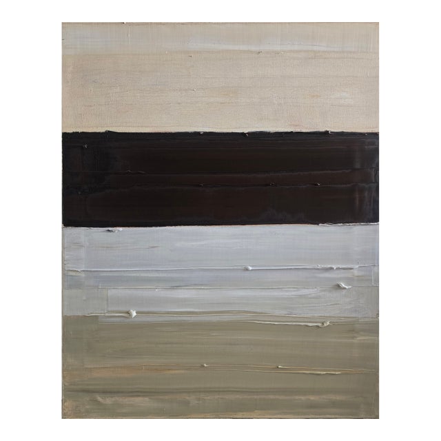 24" X 29" - Abstract Minimalist Landscape Oil Painting by Diane Grant / Neutral Color Palette / Color Field / Seascape For Sale