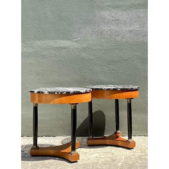 Vintage Italian Neoclassical Stone Top Side Tables - A Pair For Sale - Image 10 of 12