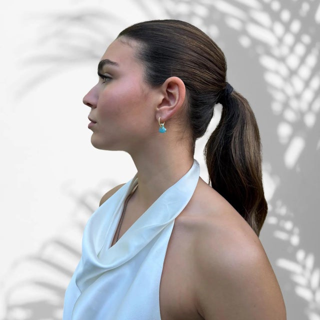 Early 21st Century Blue Enamel Heart Diamond Hoop Gold Earrings, A Pair For Sale - Image 5 of 7