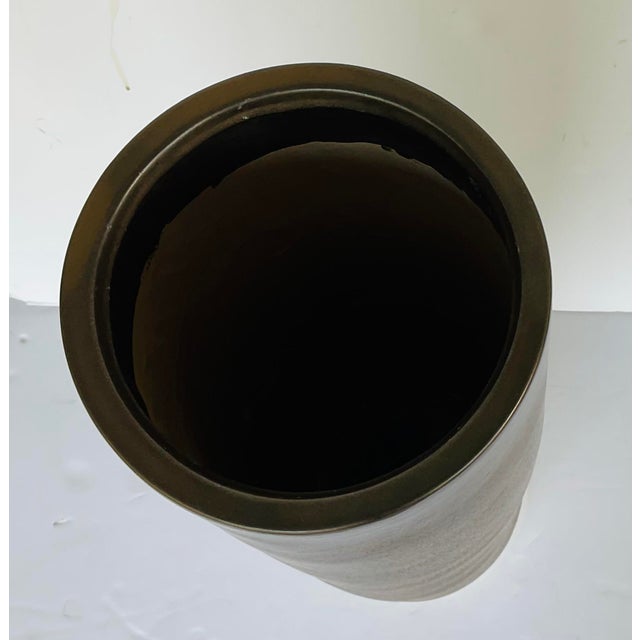 2020s Large Modern Cream and Bronze Glaze Floor Vase For Sale - Image 5 of 5