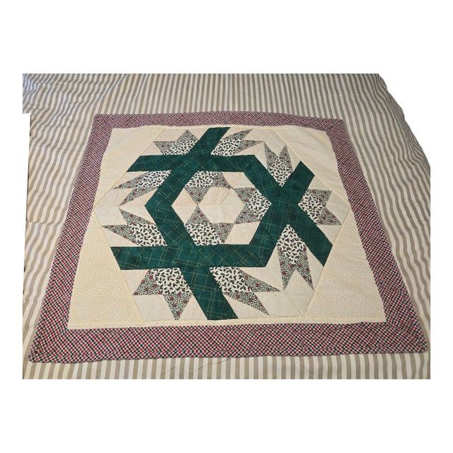 Handmade Vintage Quilt Wall Hanging Christmas Design For Sale