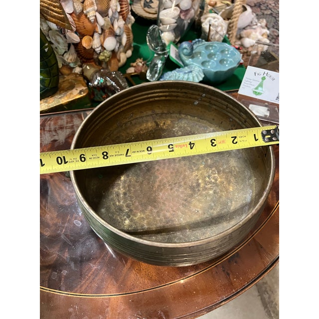 Metal Round Footed Vintage Brass Decorative Bowl With Lion Head Details For Sale - Image 7 of 7