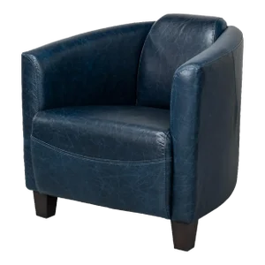Vintage Style Blue Leather Club Chair