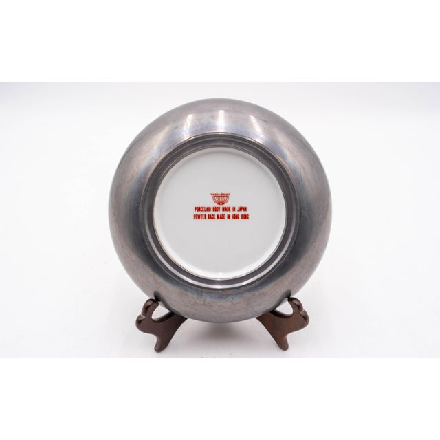 Metal Imariware Style Pewter & Porcelain Koi Plate For Sale - Image 7 of 8