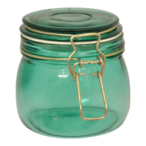 Aqua Teal Blue Glass Jar