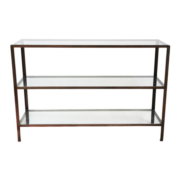 Mesco Wire Glass & Iron Shelf / Console Table | Chairish