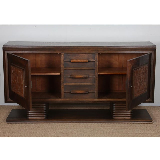 French Brown Oak Sideboard, 1940s For Sale - Image 4 of 9
