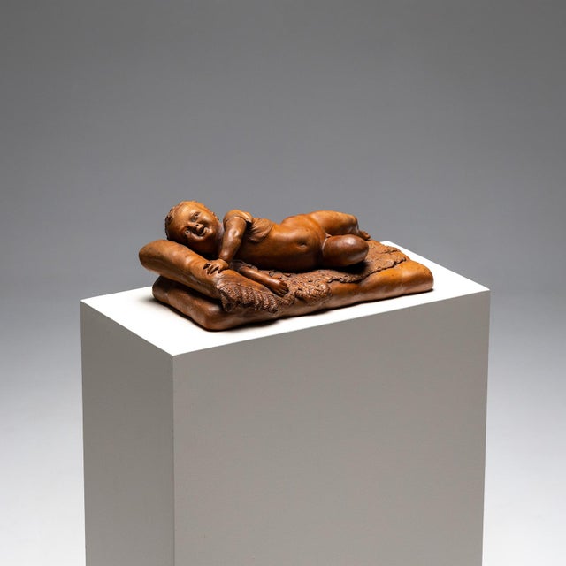 Reclining Infant in Terracotta by F. Sans For Sale - Image 16 of 16