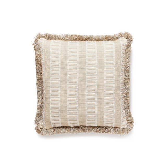 Contemporary The House of Scalamandré Lark Stripe Square Pillow, Sand Dollar For Sale - Image 3 of 3