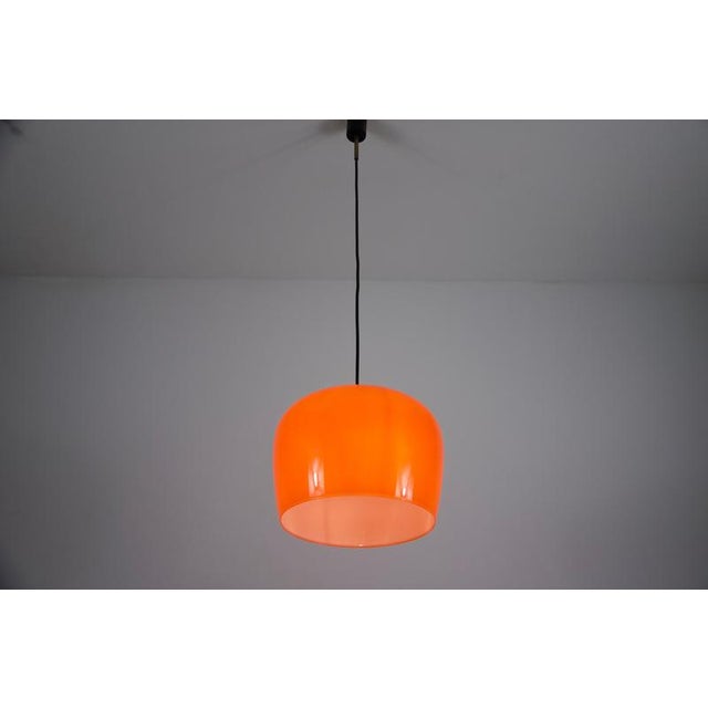 Mid-Century Red Glass Pendant Lamp, Italy, 1960s For Sale - Image 3 of 15