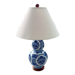 Ralph Lauren Blue and White Double Gourd Porcelain Lamp