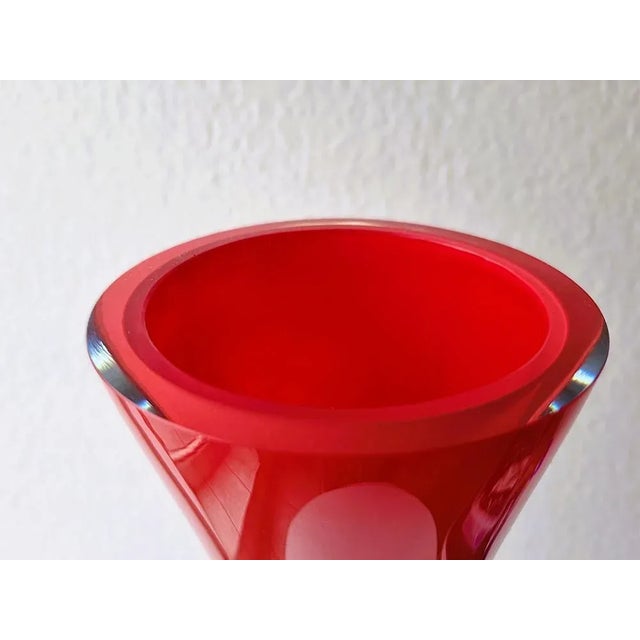 Vintage Vase in Mouth-Blown Red Glass, 1970s For Sale - Image 6 of 9
